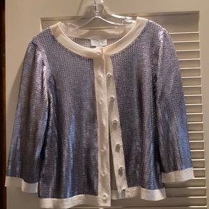 Matte silver sequin sweater jacket